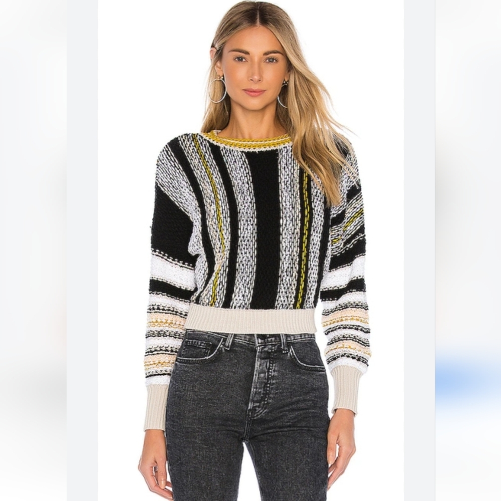 Free People Black and White Striped Sweater
